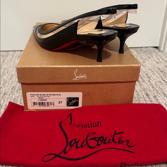 AUTHENTIC Christian Louboutin -Black Slingback Heels - Picture 6 of 13